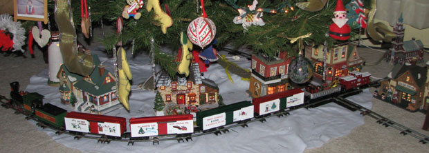 christmas tree train set go around tree